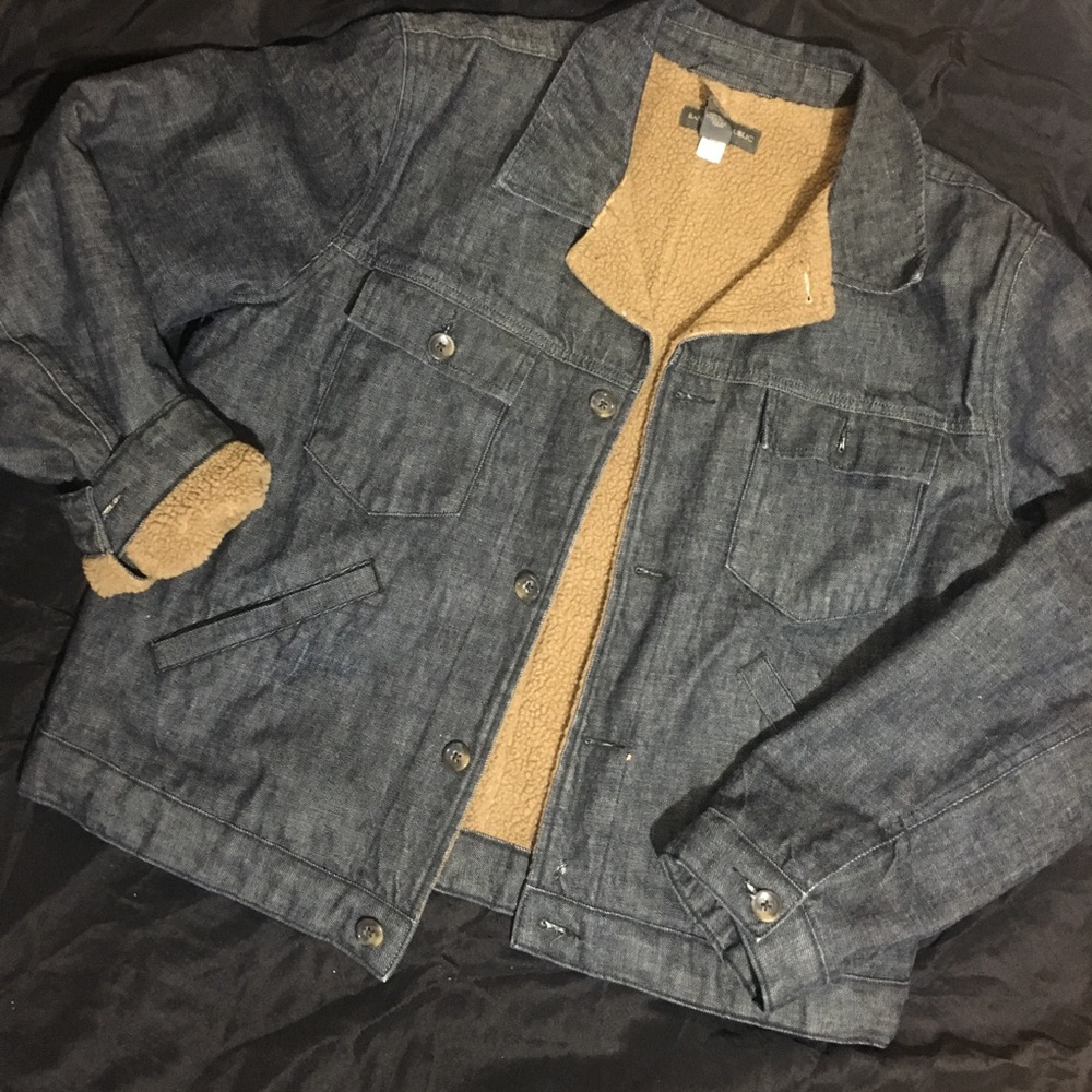 BANANA REPUBLIC  full fur lined denim jacket